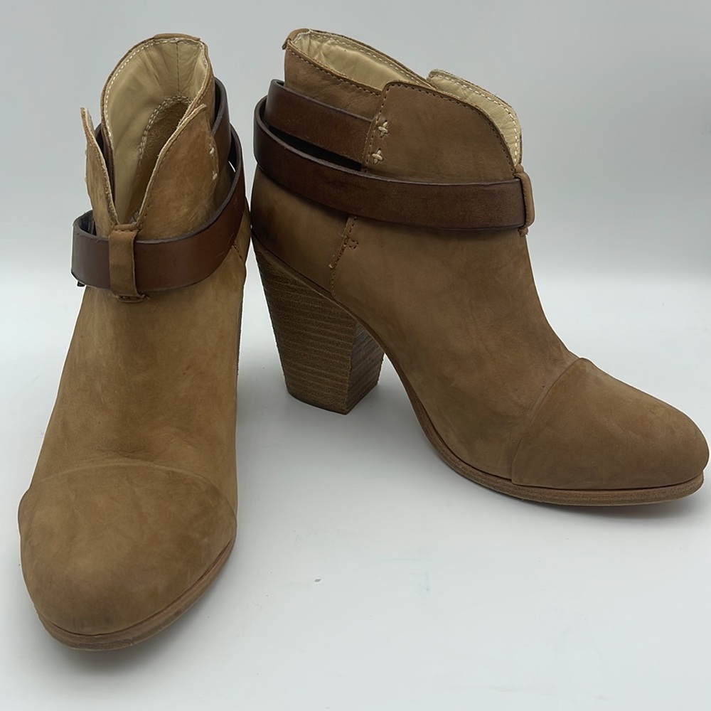 Rag & Bone Harrow Suede Nubuck Ankle Boots Booties Block Heels Sz 8.5